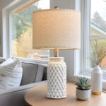 20.5" White Modern Ceramic Bedside Lamp Set of 2 for Bedroom Decor Farmhouse Table Lamp for Living Room Office Dorm - Image 2