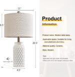 20.5" White Modern Ceramic Bedside Lamp Set of 2 for Bedroom Decor Farmhouse Table Lamp for Living Room Office Dorm - Image 3