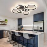 6 Rings Black Modern LED Ceiling Light Fixture, Flush Mount Ceiling Light with Remote Dimmable Brightness, Adjustable 3000-6000K Color Temperature, Timer for Living Room, Bedroom - Image 3