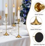 Candlestick Holders Taper Candle Holders, Candle Stick Holders Set of 3, Brass Gold Candlestick Holder, Candle Holder for Wedding Party Dining - Image 3