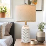 20.5" White Modern Ceramic Bedside Lamp Set of 2 for Bedroom Decor Farmhouse Table Lamp for Living Room Office Dorm - Image 4