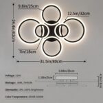 6 Rings Black Modern LED Ceiling Light Fixture, Flush Mount Ceiling Light with Remote Dimmable Brightness, Adjustable 3000-6000K Color Temperature, Timer for Living Room, Bedroom - Image 4