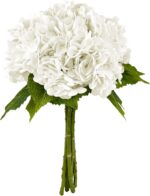 21In White Artificial Hydrangea Flowers 5 Pcs Fake Hydrangea Silk Flowers for Wedding Centerpieces Bouquets DIY Floral Decor Home Decoration with Stems