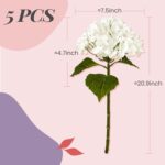 21In White Artificial Hydrangea Flowers 5 Pcs Fake Hydrangea Silk Flowers for Wedding Centerpieces Bouquets DIY Floral Decor Home Decoration with Stems - Image 2