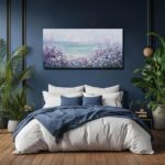 Flowers Framed Canvas Wall Decor Purple and White Painting Ocean Wall Art - Image 3