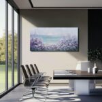 Flowers Framed Canvas Wall Decor Purple and White Painting Ocean Wall Art - Image 4