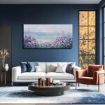 Flowers Framed Canvas Wall Decor Purple and White Painting Ocean Wall Art - Image 7
