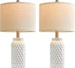 20.5" White Modern Ceramic Bedside Lamp Set of 2 for Bedroom Decor Farmhouse Table Lamp for Living Room Office Dorm - Image 8
