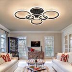 6 Rings Black Modern LED Ceiling Light Fixture, Flush Mount Ceiling Light with Remote Dimmable Brightness, Adjustable 3000-6000K Color Temperature, Timer for Living Room, Bedroom - Image 8