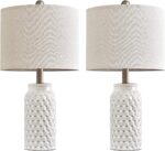 20.5" White Modern Ceramic Bedside Lamp Set of 2 for Bedroom Decor Farmhouse Table Lamp for Living Room Office Dorm - Image 9