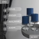 Pillar Candles Set of 3 - Rustic Unscented No Drip Dark Blue Candles for Home Decor, Weddings, Centerpieces - Image 2