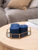 Pillar Candles Set of 3 - Rustic Unscented No Drip Dark Blue Candles for Home Decor, Weddings, Centerpieces - Image 4