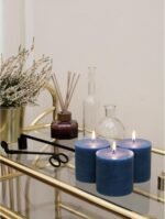 Pillar Candles Set of 3 - Rustic Unscented No Drip Dark Blue Candles for Home Decor, Weddings, Centerpieces - Image 5