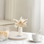 White Ceramic Vase for Flowers, 8 INCH Modern Small Ribbed Textured White Flower Vase for Home Decor, Pampas Grass, Decorative, Farmhouse, Coffee Table, Bookshelf and Home Living - Image 6