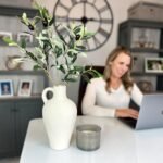 Luxurious Gift Set Textured Ceramic Vase 10 Inch with Olive Branches 22 Inch Tall White Medium Vase Artificial Topiaries Fake Plants, Minimalist Shelf Decor, Neutral Home Office High End Gifting Decor - Image 6