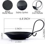 Matte Black Iron Pillar Candle Holder, with Handle, Simple Industrial Style ，Table Centerpiece Decoration，with Safety Spike - Image 2