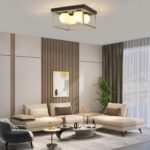 Farmhouse Ceiling Light, 12.6” Square Light Fixtures Ceiling Mount Black and Gold Hallway Light Fixtures, Flush Mount Ceiling Lights for Living Dining Room Bedroom, 4 * G9 Base - Image 3