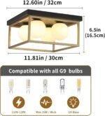 Farmhouse Ceiling Light, 12.6” Square Light Fixtures Ceiling Mount Black and Gold Hallway Light Fixtures, Flush Mount Ceiling Lights for Living Dining Room Bedroom, 4 * G9 Base - Image 6