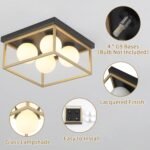 Farmhouse Ceiling Light, 12.6” Square Light Fixtures Ceiling Mount Black and Gold Hallway Light Fixtures, Flush Mount Ceiling Lights for Living Dining Room Bedroom, 4 * G9 Base - Image 7