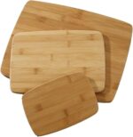 3-Piece Kitchen Cutting Board Set, Reversible Chopping Boards for Meal Prep and Serving, Charcuterie Board Set, Wood Cutting Boards, Assorted Sizes, Bamboo