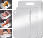 Stainless Steel Cutting Board, 3 PCS Cutting Boards for Kitchen, 304 Stainless Non Stick Chopping Cutting Board for Meat Fruit & Vegetable (15.3 x 11, 13.4 x 9, 11.8 x 7.9 in)