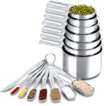 Measuring Cups and Spoons Set of 15 Piece, Metal Stainless Steel Measuring Cups and Spoons Set for Baking Cooking, Dry and Liquid Ingredients