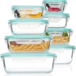 8 Pack Glass Food Storage Containers with Airtight Lids, Glass Meal Prep Containers, Lunch Office Meal for Microwave, Oven, Freezer and Dishwasher, BPA Free
