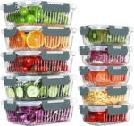 10 Packs Glass Meal Prep Containers with Lids, Glass Food Storage Containers Set, Airtight Lunch Containers, Microwave, Oven, Freezer and Dishwasher Safe, Gray
