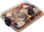 Build-A-Board Bamboo Cutting Board with Single Storage Compartment, Clear Locking Lid, Black Handles, Perfect for Charcuterie & Snacks