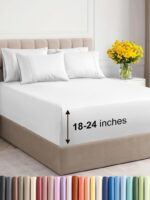 Extra Deep King Sheet Set - 6 Piece Breathable & Cooling Sheets - Hotel Luxury Bedding Set w/18-24 Inch Extra Deep Pockets - Easy & Secure Fit - Super Soft, Wrinkle Free and Comfy - White, King Size