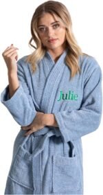 Soft & Absorbent Towel Robe, 100% Cotton Turkish Terry Cloth Kimono Bathrobes for Women