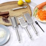 Stainless Steel Cheese Grater Set, Set of 5 Kitchen Grater & Peeler & Slicer, Lemon Zester with Cleaning Brush for Vegetable, Fruit, Chocolate - Image 2