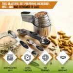 Spring Chef Magnetic Measuring Cups & Spoons Set (Patent Pending), Strong N45 Magnets, Heavy Duty Stainless Steel Fits in Spice Jars for Baking & Cooking, BPA Free, Round Set of 15 with Leveler, Black - Image 2