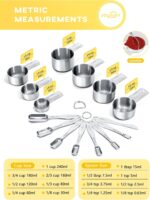 Measuring Cups and Spoons Set of 15 Piece, Metal Stainless Steel Measuring Cups and Spoons Set for Baking Cooking, Dry and Liquid Ingredients - Image 2