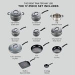 Ultimate Hard Anodized Nonstick Cookware Set 17 Piece, Oven Broiler Safe 400F, Lid Safe 350F, Kitchen Cooking Set w/Fry Pans, Saucepans, Saute Pan, Griddle, Pots and Pans, Dishwasher Safe Black - Image 2