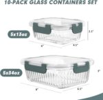 10 Packs Glass Meal Prep Containers with Lids, Glass Food Storage Containers Set, Airtight Lunch Containers, Microwave, Oven, Freezer and Dishwasher Safe, Gray - Image 2