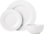 Kitchen Dinnerware Set, Microwave and Dishwasher Safe, Plates, Bowls, Service for 6, 18-Piece, White - Image 2