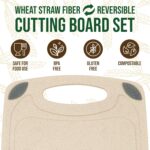 2-Piece Reversible Cutting Board Set Made from Natural Food Grade Wheat Straw Material - Eco-Conscious Alternative to Plastic - Gluten Free & BPA Free Chopping Boards for Kitchen - Image 3