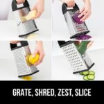 GORILLA GRIP XL 4-Sided Cheese Grater With Container, 100% BPA-Free Stainless Steel Box Graters, Parmesan Shredder, Grate Cheeses, Shred Veggies, Slip Resistant Handle, Dishwasher Safe Zester, Black - Image 3