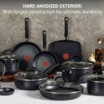 Ultimate Hard Anodized Nonstick Cookware Set 17 Piece, Oven Broiler Safe 400F, Lid Safe 350F, Kitchen Cooking Set w/Fry Pans, Saucepans, Saute Pan, Griddle, Pots and Pans, Dishwasher Safe Black - Image 3
