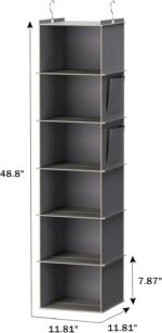 Hanging Closet Organizer and Storage, 6-Shelf Closet Hanging Storage Shelves, Grey - Image 3