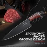 Kitchen Knife Set with Bag - 6 PCS Chef Knife Set - Cleaver, Boning, Fillet, Santoku, Kitchent Utility Knife, Chef Knife with Full Tang Wooden Handle, Butcher Knife Set for Men, Ideal Gift - Image 4