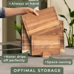 Cutting Board Set (15.75 x 12/13 x 9.5/10 x 7 in) out of Solid Acacia Wood - 0,8 in Thick Cutting Boards for Kitchen - Wood Cutting Boards - Wooden Chopping Boards for Kitchen - Image 4