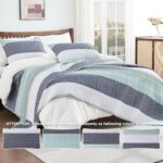King Size Quilt Set Sage Green, 3 Pieces Mint Green Ultra Soft Lightweight Bedspreads & Coverlets Set, Patchwork Striped Quilted Bedding Sets for All Seasons (1 Quilt, 2 Pillow Shams) - Image 4