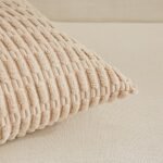 Fancy Homi 4 Packs Neutral Decorative Throw Pillow Covers 18x18 Inch for Living Room Couch Bed Sofa, Rustic Farmhouse Boho Home Decor, Soft Plush Striped Corduroy Square Cushion Case 45x45 cm - Image 4