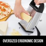 GORILLA GRIP XL 4-Sided Cheese Grater With Container, 100% BPA-Free Stainless Steel Box Graters, Parmesan Shredder, Grate Cheeses, Shred Veggies, Slip Resistant Handle, Dishwasher Safe Zester, Black - Image 5