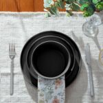 Ceramic Dinnerware Set for 4, 12-Piece Plates and Bowls Set for Kitchen and Dining, Modern Dishes Set, Dishwasher & Microwave Safe,Black - Image 5