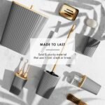 Bathroom Accessories Set - Grey Bathroom Set, 20PC Bathroom Accessory Set, Shower Curtain Set, Toilet Brush, Trash Can & Soap Dispenser - Image 5