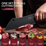 Kitchen Knife Set with Bag - 6 PCS Chef Knife Set - Cleaver, Boning, Fillet, Santoku, Kitchent Utility Knife, Chef Knife with Full Tang Wooden Handle, Butcher Knife Set for Men, Ideal Gift - Image 6