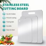Stainless Steel Cutting Board, 3 PCS Cutting Boards for Kitchen, 304 Stainless Non Stick Chopping Cutting Board for Meat Fruit & Vegetable (15.3 x 11, 13.4 x 9, 11.8 x 7.9 in) - Image 6